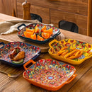 Axyaa Bohemian Double Ear Square Ceramic Plate 9-inch