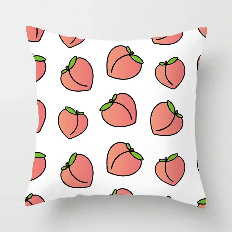 Peachy Pink Pattern Cushion Cover 45X45CM for Sofa Decor by Axyaa