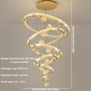 Axyaa Luxury Crystal Pendant Chandelier for Modern Stairs, Dimmable Globe Design