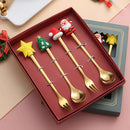 Axyaa Stainless Steel Christmas Tree Elk Head Spoon Fork Set