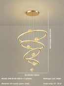 Axyaa Crystal Pendant Chandelier: Modern Living Room Steel Glass Globe LED Lighting