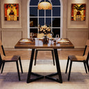 Axyaa Industrial Square Dining Table | 4-Seater Wood Kitchen Table, 31.5" Metal Base