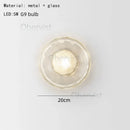 Axyaa Nordic Glass Wall Light 20cm Gold Black Metal Sconce