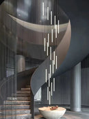 Axyaa Modern Minimalist Duplex Villa Chandelier with LED Light in Gold/Black