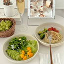 Axyaa Nordic Ceramic Ink Dot Bowl - Large Soup Salad Fruit Noodle Plate