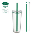 Axyaa Tritan Tumbler 590ml Clear Straw Cup for Outdoor & Office Drinks