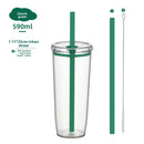 Axyaa Tritan Tumbler 590ml Clear Straw Cup for Outdoor & Office Drinks
