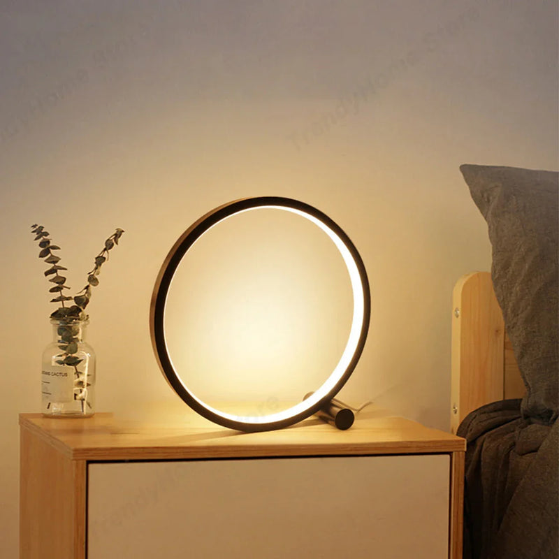 Axyaa LED Circular Ring Table Lamp Dimmable Night Light for Home and Hospitality