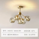 Axyaa Amber Glass Ceiling Chandelier: Nordic Suspension Pendant Light