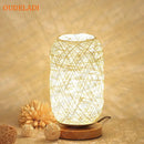 Axyaa Rattan Twine Table Lamp with Wooden Base for Home Decor