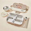 Axyaa Stainless Steel Divided Lunch Box Set - Large Capacity, Microwave Safe