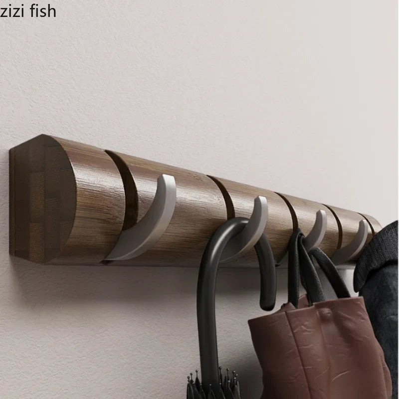 Axya Bamboo Wall Shelf Coat Hook Key Hanger Storage Rack Towel Holder