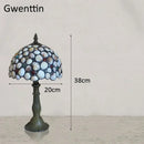 Axyaa Tiffany Shell Table Light Vintage Mediterranean Stain Glass Desk Lamp