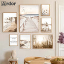 Axyaa Coastal Bridge Canvas Print Nordic Wall Art Poster for Living Room