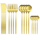 Axyaa Gold Matte Cutlery Set - 16Pcs Stainless Steel Tableware