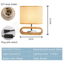 Axyaa Nordic Wooden LED Table Lamp with Linen Lampshade