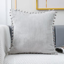 Axyaa Corduroy Pompom Cushion Cover for Sofa, 45x45 Thick Tripe Pillow