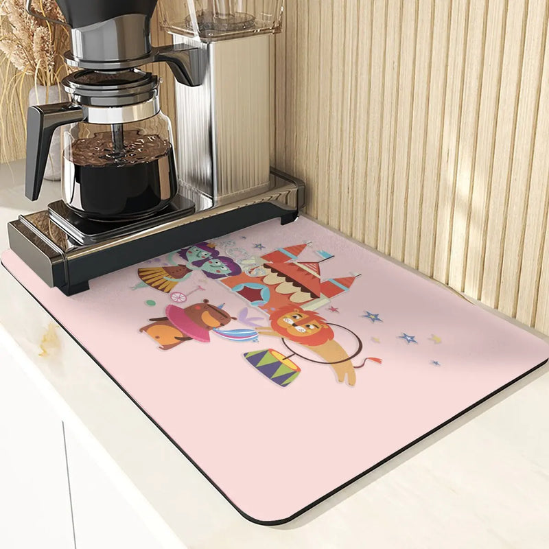 Axyaa Monkey Pattern Diatomaceous Earth Coasters: Stylish Cup Placemats & Coaster Set