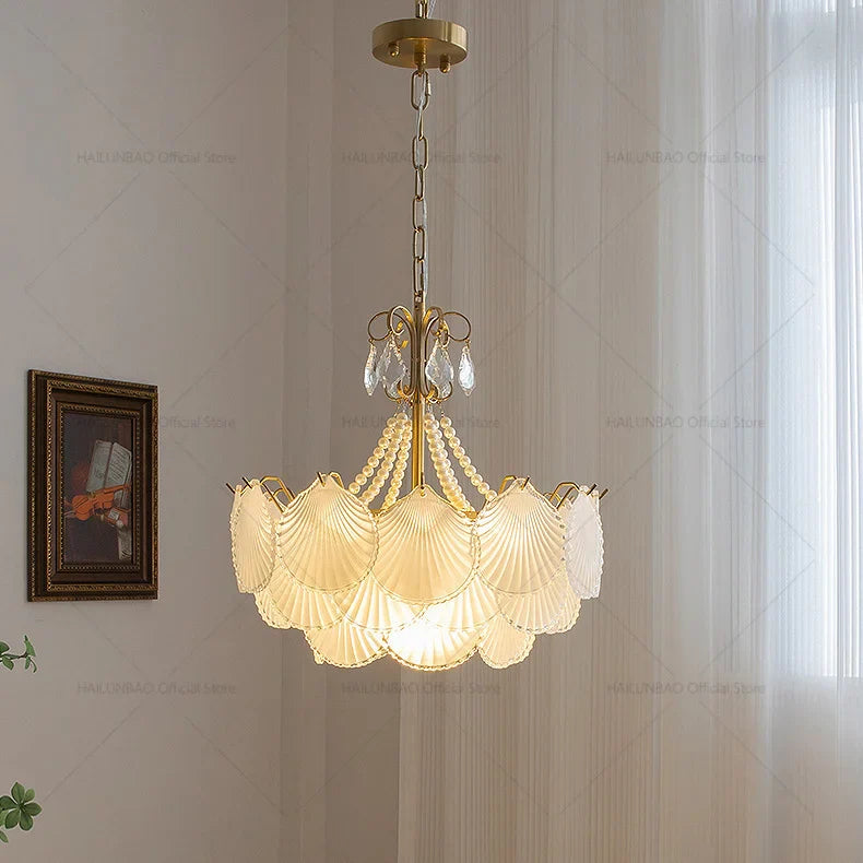 Axyaa French Chandelier: Elegant Cream Crystal Light for Luxury Living & Dining Rooms