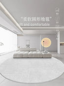 Axyaa Modern Art Minimalist Round Rug for Living Room Decor and Bedroom Carpet
