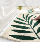 Axyaa Green Leaves Bath Mat - Non-Slip Soft Microfiber Doormat