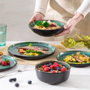 Axyaa 24 Piece Green Dinnerware Sets Reactive Glaze Dishes Set, 8 Place Settings