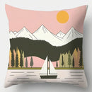 Sofa Pillowcase Set, Forest Sunset Design, 17.7" x 17.7", Single-sided Print, Axyaa Brand