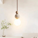 Axyaa Nordic LED Pendant Light with Yellow Stone White Glass - Modern Kitchen Bedside Fixture