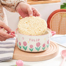 Axyaa Cute Flower Ramen Bowl With Lid Spoon, 800ml