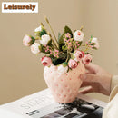 Axyaa Ceramic Strawberry Vase Flower Basket, Zen Style for Home Decor or Tea Set