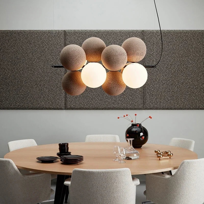 Axyaa Flannelette Ball Chandelier: Modern Nordic Style for Home, Restaurant, Hotel