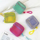 Axyaa Square Mesh Cosmetic Bag with Zipper: Portable, Multi-purpose Makeup Storage Case