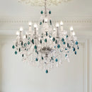 Axyaa French Blue Crystal Chandelier: Luxury Glass E14 Pendant Light, Romantic Living Room Decor