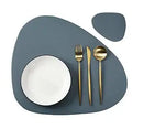 Axyaa Faux Leather Placemats & Coasters Set, Black, Pack of 2 Oval Round Triangle