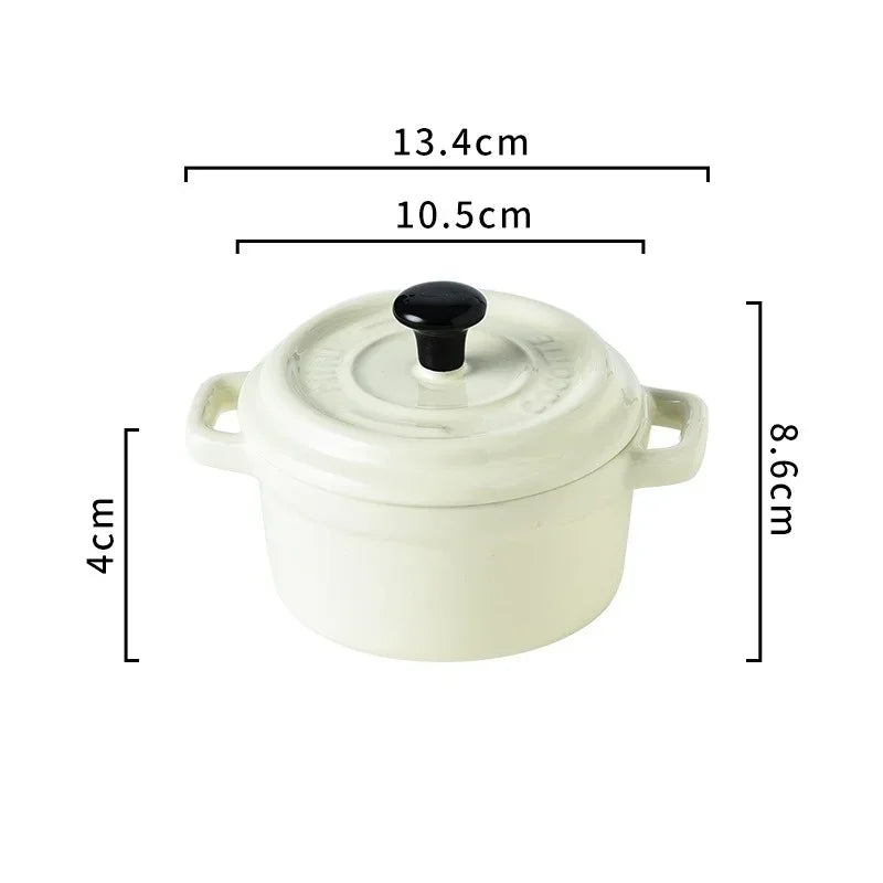 Axyaa Ceramic Breakfast Bowl Ramekins with Lids - Oven Safe Mini Casserole Souffle