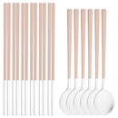 Axyaa 12-Piece Green Handle Stainless Steel Dinnerware Set chopsticks spoons flatware