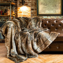 Axyaa Luxury Faux Fur Plaid Throw Blanket - Soft & Cozy Winter Sofa Cover