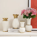Axyaa Elegant White Ceramic Vase with Water Nourishing Rose Flower Arrangement