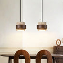 Axyaa LED Wood Pendant Lamp with Natural Stone - Adjustable Wire Hanging Fixture