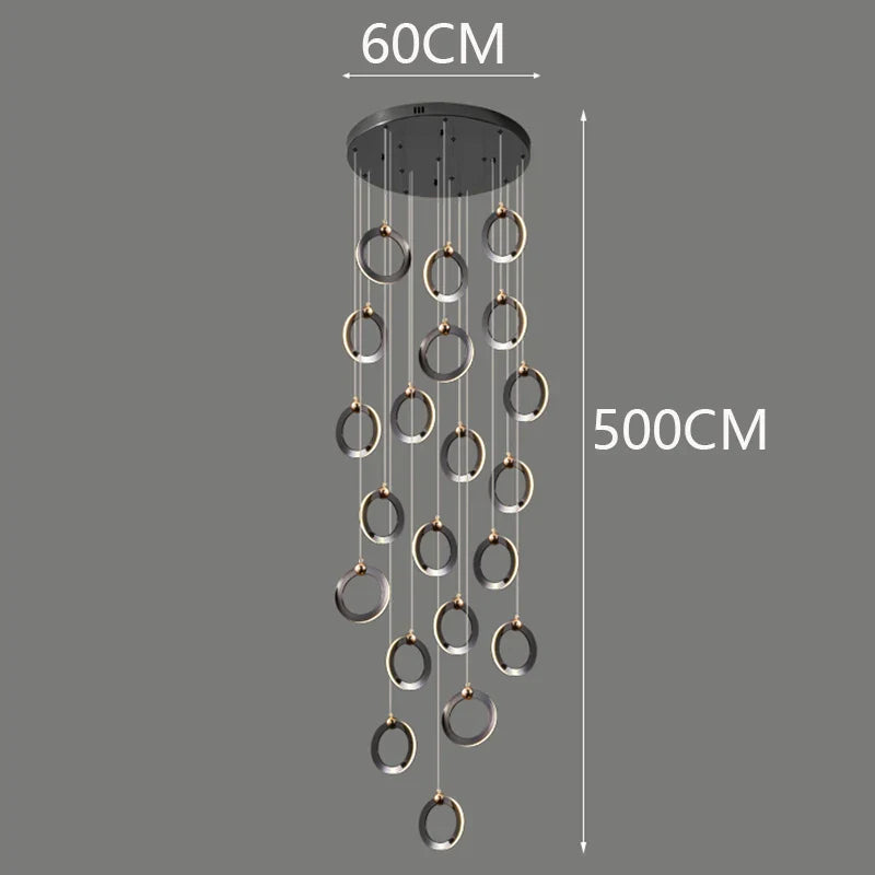 Axyaa Staircase Chandeliers: Modern LED Pendant Light Lamps for Living Room