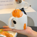 Axyaa Big Mouth Cat Ceramic Mug with Gift Box and Straw