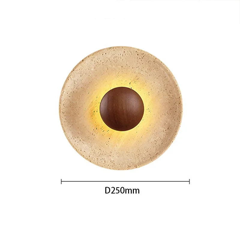 Axyaa Circular Wood Wall Lamp LED Bedroom Decor Medieval Style Yellowstone Lights