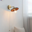 Axyaa Nordic LED Wall Lamp Walnut Wood Stair Light - Modern Indoor Pull Chain Switch