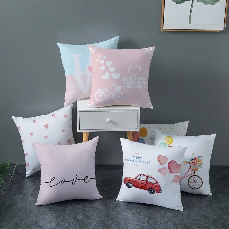 Axyaa Valentine's Day Parchment Pillow Set for Home Sofa, Square Pillowcase