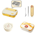 Axyaa Stainless Steel 5-Compartment Lunch Box Set with Bowl & Cutlery