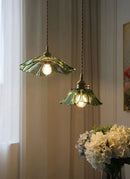 Axyaa Sunflower Glass Pendant Lights, Modern Brass Hanglamp for Dining Table, E27 AC90~240V