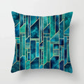 Axyaa Teal Blue Flower Leaves Pattern Pillow Case for Home Decor