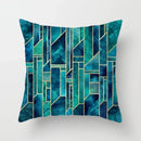 Axyaa Teal Blue Flower Leaves Pattern Pillow Case for Home Decor
