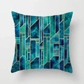 Teal Blue Flower Leaves Pattern Pillow Case Axyaa Decorative Cushion Cover