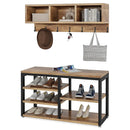 Axyaa Industrial Coat Rack Shoe Bench Set with Storage Cubbies